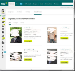 Desktop-Kontaktvorschläge von XING