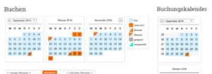 Der WP Simple Booking Calendar passt sich an und wird dreispaltig oder einspaltig dargestellt.