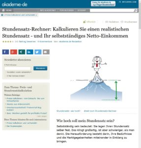 Screenshot vom Stundensatz-Rechner von akademie.de